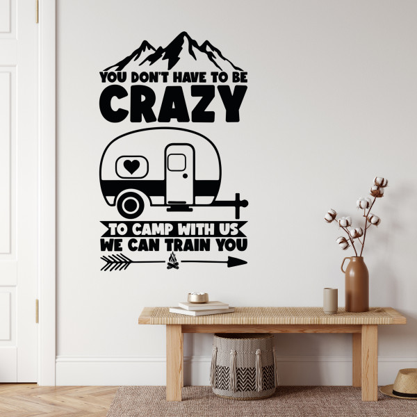 Wandtattoo Sprüche You don't have to be crazy to camp with us we can train you Camping, Camper, Reis