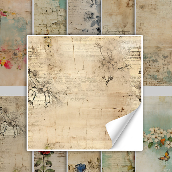 Fliesenaufkleber Shabby Chic Zeitschriften Blumen