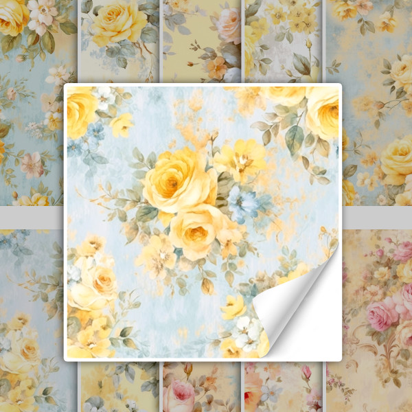 Fliesenaufkleber Shabby Chic Antike pastellgelbe Rosen