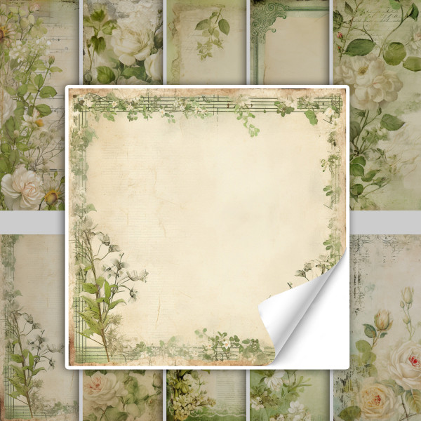 Fliesenaufkleber Grün Shabby Chic Floral