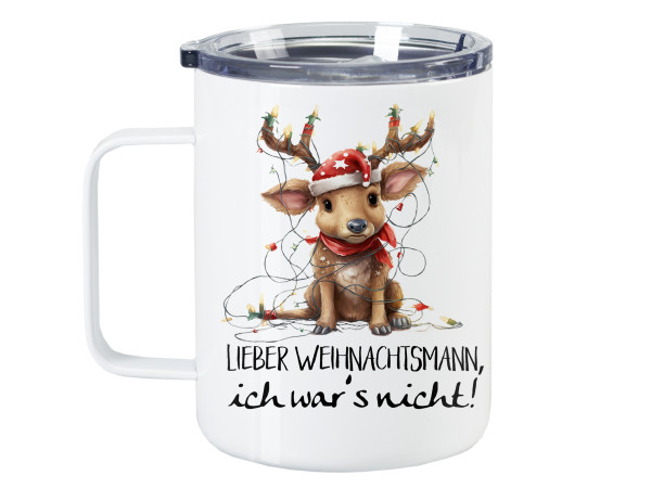 Glühweinbecher Weihnachten, Wanderbecher als Geschenk Lustiges Motiv mit Elch