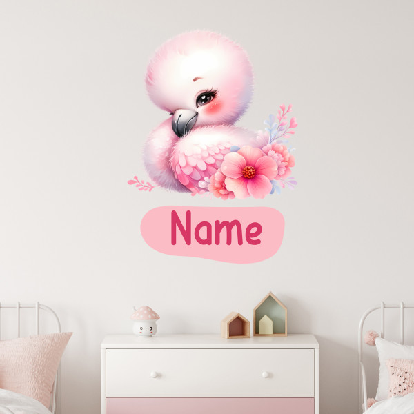 Wandtattoo Flamingo mit Name personalisiert